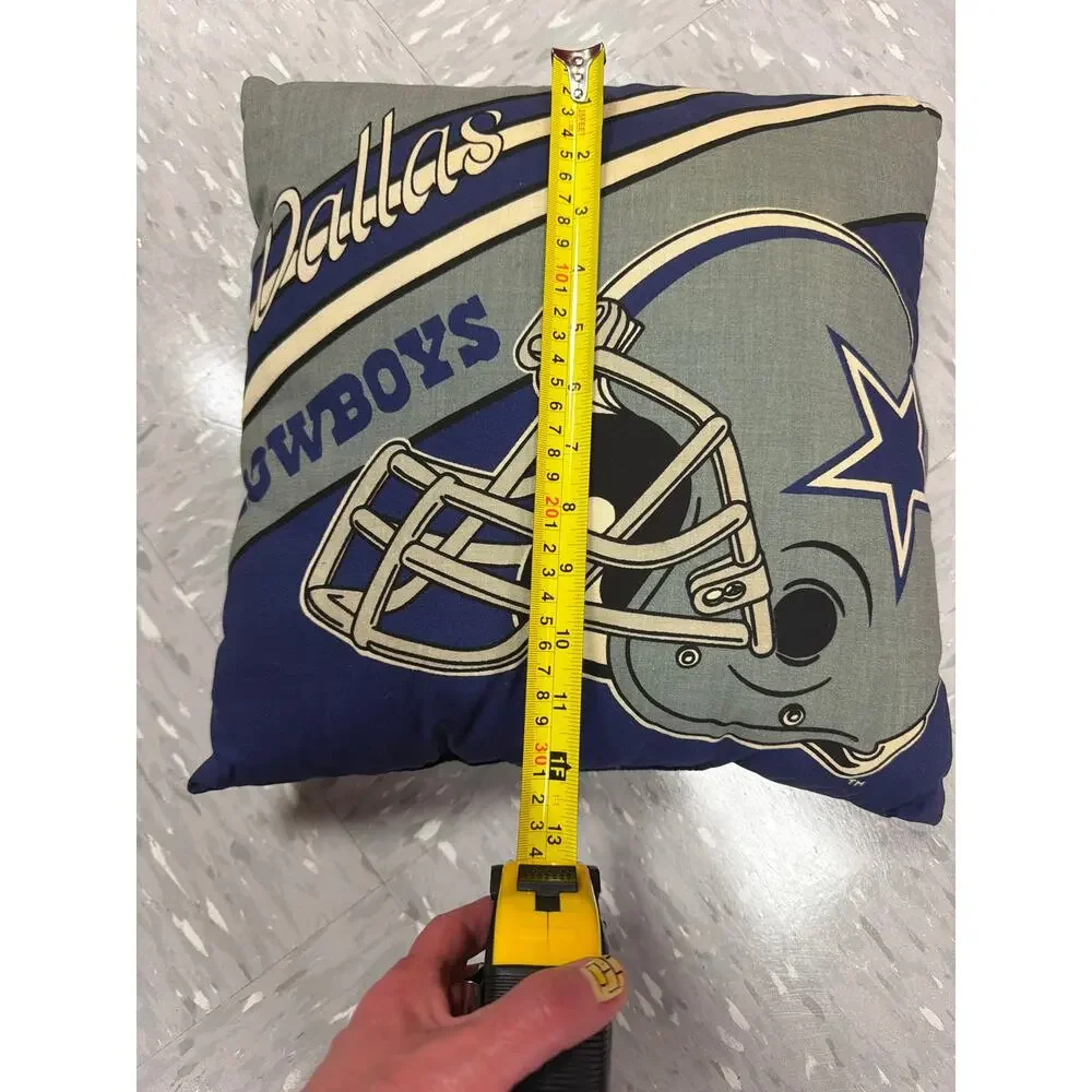 Vintage 70s 80s Dallas Cowboys NFL Football Helmet Throw Pillow Blue Gray Retro
